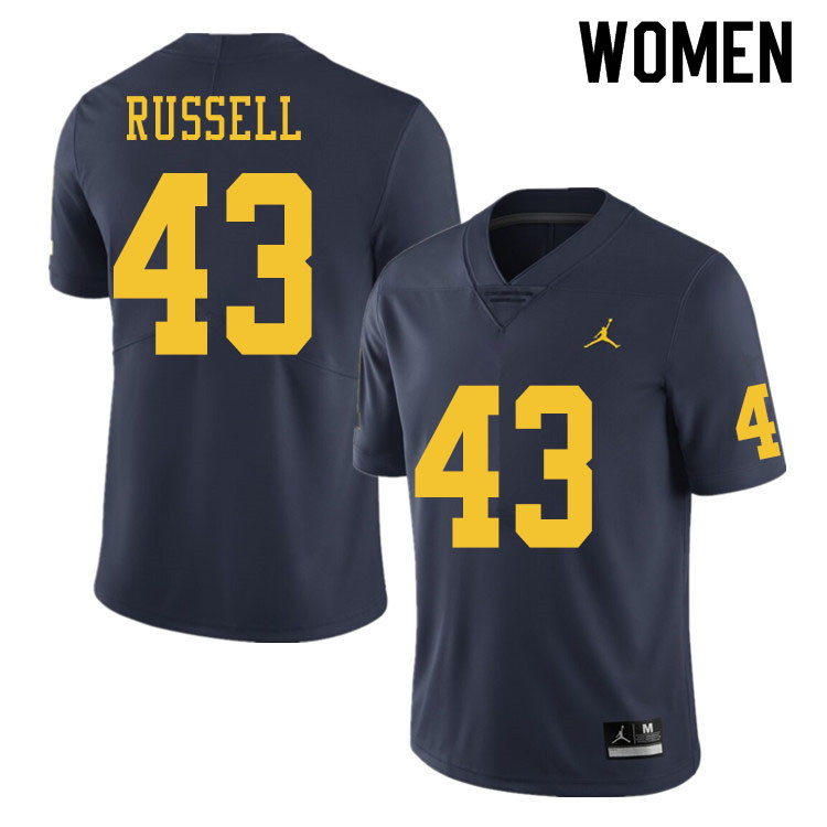 Women #43 Andrew Russell Michigan Wolverines College Football Jerseys Sale-Navy